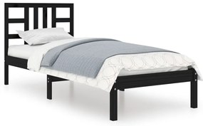 3105369 vidaXL Рамка за легло черна масивно дърво 75x190 см Small Single