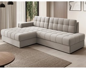 Бежов кадифен разтегателен ъглов диван (ляв ъгъл) Blezalt – ELTAP