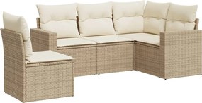 3218958 vidaXL Градински комплект диван с възглавници 5 части бежов полиратан