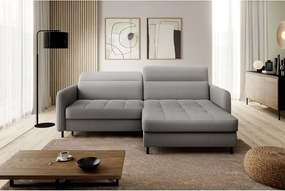 Сив кадифен разтегателен ъглов диван с място за съхранение (десен ъгъл) Gomsi – ELTAP
