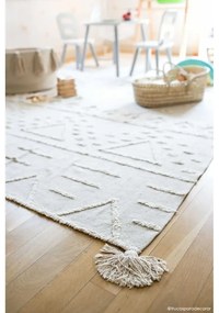 Бял ръчно изработен памучен килим подходящ за пране 170x240 cm Tribu Natural – Lorena Canals