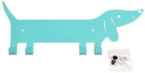 Тюркоазена метална стенна детска закачалка Sausage Dog – Rex London