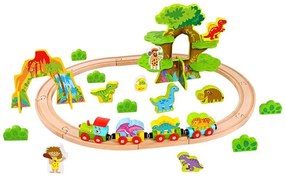 Tooky Toy - Джурасик парк - дървено влакче с релси и динозаври