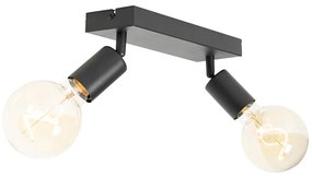 Модерен прожектор черен правоъгълен 2-светлина - Facil