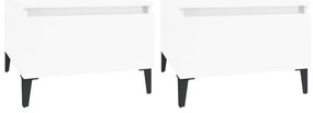 819521 vidaXL Странични маси, 2 бр, бял гланц, 50x46x35 см, инженерно дърво