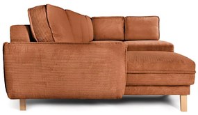 Оранжев сгъваем ъглов диван от рипсено кадифе (десен ъгъл/"U" форма) Tori – Bonami Selection