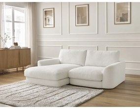 Бял ъглов диван от прежда с примки от букле (ляв ъгъл) Leonore – Bobochic Paris