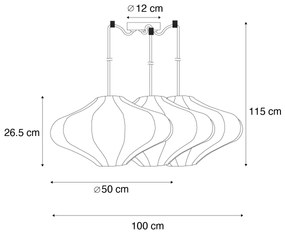 Висяща лампа в стил Джапанди Plu, кафява, 50 см, 3 светлини - Plu