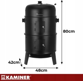 Градинска скара на дървени въглища с пушилня 3 в 1