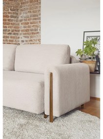 Бежов сгъваем/с място за съхранение диван от рипсено кадифе 244 cm Arcadova – ELTAP