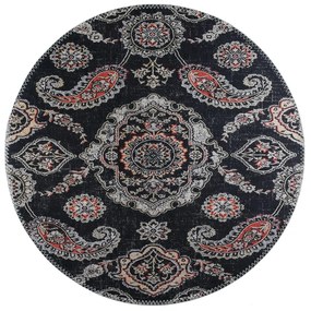 Черен миещ се кръгъл килим ø 120 cm - Vitaus