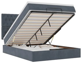 3314397 vidaXL Османска легло с матраци и LED, тъмносиво, 140x200 см, кадифе