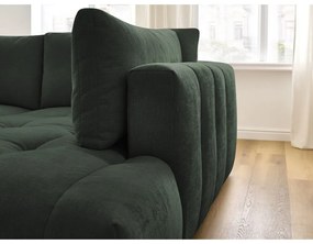 Зелен сгъваем/с място за съхранение ъглов диван (десен ъгъл/L форма) Fuji – Bobochic Paris