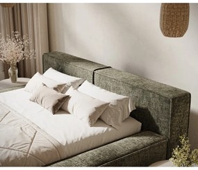 Тъмнозелено двойно легло 160x200 cm тапицирано с място за съхранение с включена подматрачна рамка Voliera – Maison de Rêve
