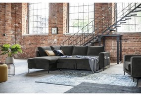 Тъмносив кадифен разтегателен ъглов диван (ляв ъгъл) Lofty Lilly – Miuform