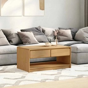 377598 vidaXL Кафе маса SAUDA, дъб, 99x55x45 см, борово дърво масив
