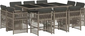 3211028 vidaXL Градински комплект с възглавници 11 части сив полиратан