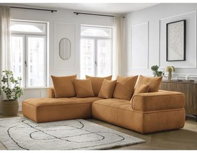 Шенилов ъглов диван в цвят горчица (ляв ъгъл/L форма) Whesley – Bobochic Paris