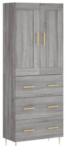 3199743 vidaXL Висок шкаф, сив сонома, 69,5x34x180 см, инженерно дърво