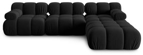 Черен ъглов диван от кадифе Bellis - Micadoni Home