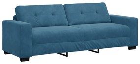 4105143 vidaXL Син диван с 3 места , 180 см, велур