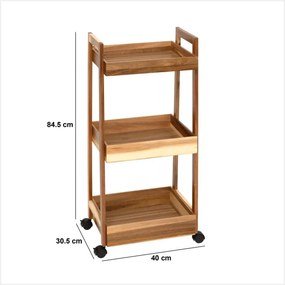 Кухненска количка 5five, Акация, 3 нива, 40x31x85 cm