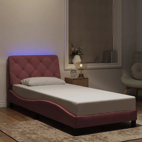 3213824 vidaXL Рамка за легло с LED осветление, розова, 80x200 см, кадифе