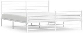 352390 vidaXL Метална рамка за легло с горна и долна табла, бяла, 180x200 см