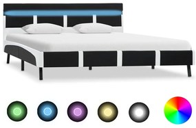 280304 vidaXL Рамка за легло с LED, черна, изкуствена кожа, 140x200 cм