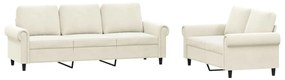 3202258 vidaXL Комплект дивани от 2 части с възглавници, кремав, кадифе