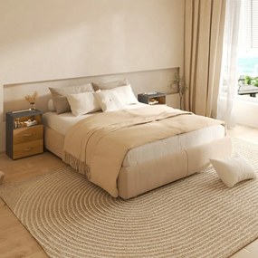 Нощно шкафче Jamie с LED осветление и USB - 55 × 40 × 28 cm Бял