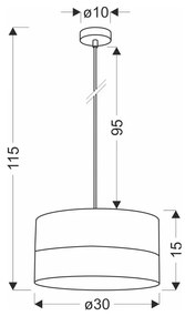 Бяла висяща лампа с фурнир и текстилен абажур ø 30 cm Bianco - Candellux Lighting