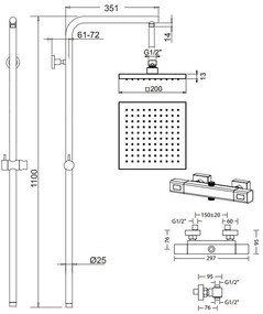 Душ колона Eurorama Thermo Square с постоянна височина