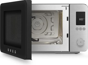 Комбинирана микровълнова фурна с горещ въздух SMEG Collezione MOC02BLMEU, 900W, 27 л, 25 програми, Плавно затваряне, Индивидуални настройки, Черен мат