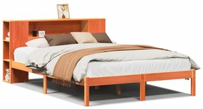 3321556 vidaXL Легло с етажерка за книги, без матрак, 160x200 см, бор масив