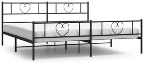 355486 vidaXL Метална рамка за легло с горна и долна табла, черна, 183x213 см
