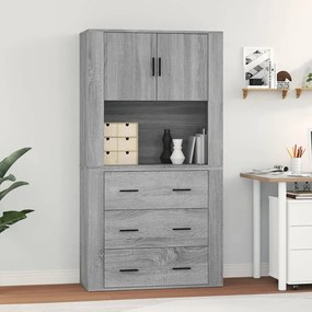 3185389 vidaXL Висок шкаф, сив сонома, инженерно дърво