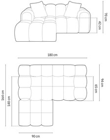 Светлокафяв шенилов ъглов диван (ляв ъгъл) Treno – Cosmopolitan Design