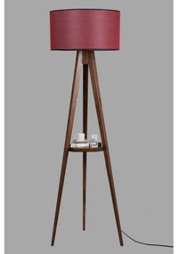 Червена и кафява подова лампа с текстилен абажур (височина 153 cm) Sehbalı Tripod – Opviq lights