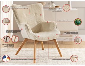 Бежов фотьойл с табуретка от рипсено кадифе Niko – Ropez