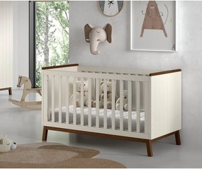 Бежово детско креватче 70x140 cm от масивен бор с подвижна странична част/с регулируема височина Sezane – Vipack