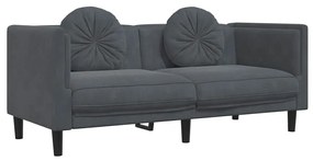 372633 vidaXL Диван с възглавници 2-местен тъмносиво кадифе