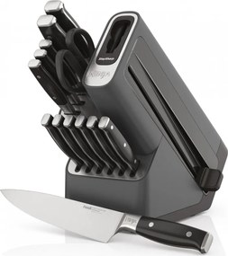 Комплект кухненски ножове с точило Ninja K32014EUUK, 14 части, StaySharp, Ергономичен дизайн, Сребрист/черен