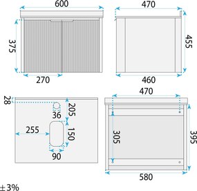 Комплект мебели за баня с плот Marti 60cm Grey