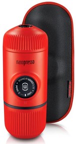 Преносима еспресо машина Wacaco Nanopresso Lava Red, 18bar, 80 мл, За мляно кафе, Без необходимост от зареждане и батерии, Калъфче, Червен