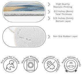 Синьо-златист кръгъл килим подходящ за пране ø 120 cm Golden Leaves – Mila Home