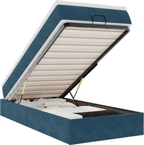 3311169 vidaXL Османска легло с матрак, тъмносиньо, 100x200 см, кадифе