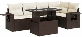 3326484 vidaXL Градински комплект с възглавници, 6 части, кафяв, полиратан
