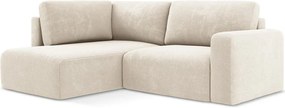 Кремав шенилов сгъваем/с място за съхранение ъглов диван (ляв ъгъл/L форма) Kona – Makamii