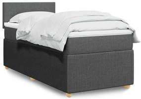 3289633 vidaXL Боксспринг легло с матрак, тъмносиво, 90x200 см, плат
